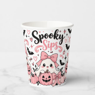 Spooky Sips Roze Coquette Halloween Geesten Strikk Papieren Bekers