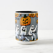Spooky Sips: Spooky Ghost & Pumpkin Halloween Mok (Center)