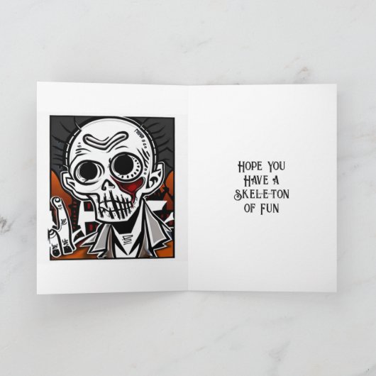 Spooky Skelet Halloween Pun Kaart (Binnen)