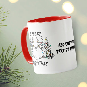 Spooky Skelet Kerstmis Liefde Spooky Vibes Rood Mok