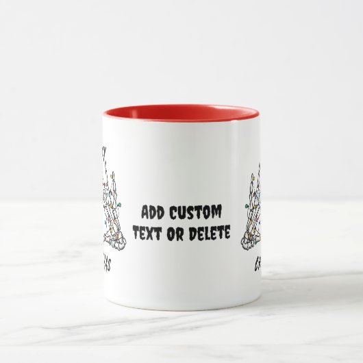 Spooky Skelet Kerstmis Liefde Spooky Vibes Rood Mok (Midden)