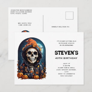 Spooky Skelet met Evil Pumpkins Verjaardag Uitnodiging Briefkaart