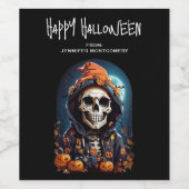 Spooky Skelet met Evil Pumpkins Wijn Etiket (Enkel label)