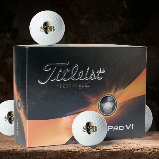 Spooky Skelet Monogrammed Skull Golf Ballen