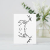 Spooky  skelet rendiertekening briefkaart (Staand voorkant)