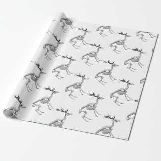 Spooky skelet rendiertekening cadeaupapier