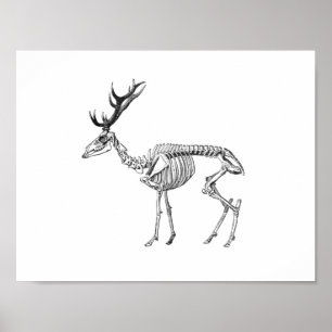 Spooky skelet rendiertekening poster