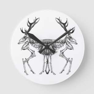 Spooky skelet rendiertekening ronde klok