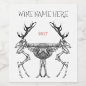 Spooky  skelet rendiertekening wijn etiket (Enkel label)