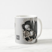 Spooky Skeleton 3D Abstracte Illustratie Halloween Koffiemok (Voorkant rechts)