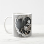 Spooky Skeleton 3D Abstracte Illustratie Halloween Koffiemok (Links)