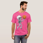 Spooky Skeleton Basketball Player Boys Kinder T-shirt (Voorkant volledig)