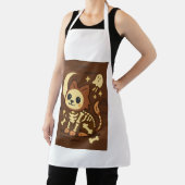 Spooky Skeleton Cat All-Over Print Apron, Medium Schort (Insitu)