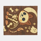 Spooky Skeleton Cat and Ghost Fleece Blanket Deken (Voorkant (Horizontaal))