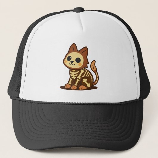 Spooky Skeleton Cat  Trucker Pet (Voorkant)