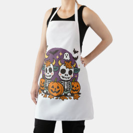Spooky Skeleton Cows All-Over Print Apron, Medium Schort
