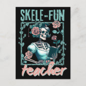 Spooky Skeleton Elementary School Teacher Feestdagenkaart (Voorkant)