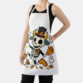 Spooky Skeleton Goat All-Over Print Apron, Medium Schort (Insitu)
