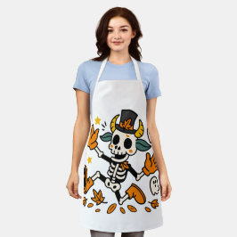 Spooky Skeleton Goat All-Over Print Apron, Medium Schort