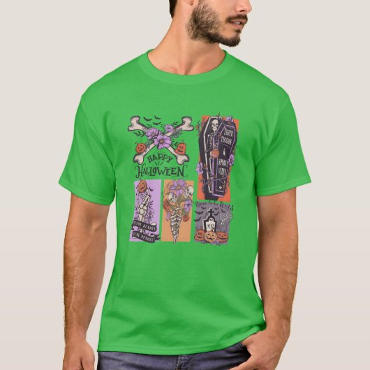 Spooky Skeleton Halloween grappig T-shirt (Voorkant)
