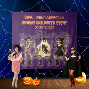Spooky Skeleton Halloween Party Achtergrond Wandkleed