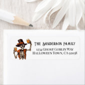 Spooky Skeleton Halloween Party Adres Etiket (Insitu)