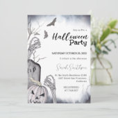 Spooky Skeleton Halloween Party Invitation Kaart (Staand voorkant)
