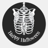 Spooky Skeleton Happy Halloween Ronde Sticker (Voorkant)