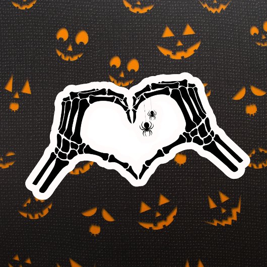 Spooky Skeleton Heart Hands Halloween Spinnen Sticker