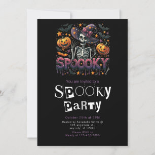 Spooky Skeleton Modern Minimalistisch Halloween Pa Kaart