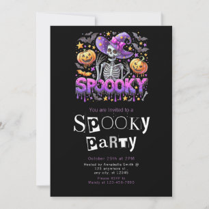 Spooky Skeleton Modern Minimalistisch Halloween Pa Kaart