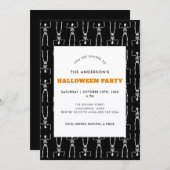 Spooky Skeleton Pattern Black Halloween Party Kaart (Voorkant / Achterkant)