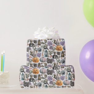 Spooky Skeleton & Pumpkin Halloween inpakpapier