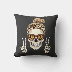 Spooky Skeleton Skull Leopard Halloween Mom Kussen