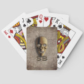 Spooky Skeleton Skull Monogram Pokerkaarten (Achterkant)