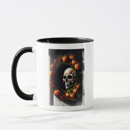 Spooky Skull and Pumpkin Wreath Mok (Links)