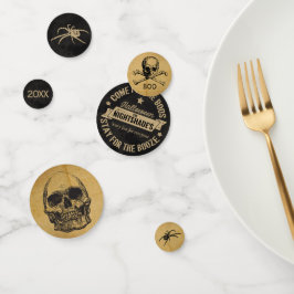 Spooky  Skull Antiek Halloween Zwart/Goud Confetti