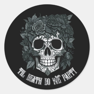 Spooky Skull Day van de Dode Halloween botten Ronde Sticker