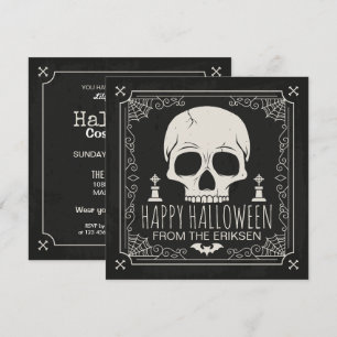 Spooky Skull Halloween Costume Party Uitnodiging