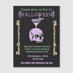Spooky Skull Halloween Invitation Magnetische Kaar