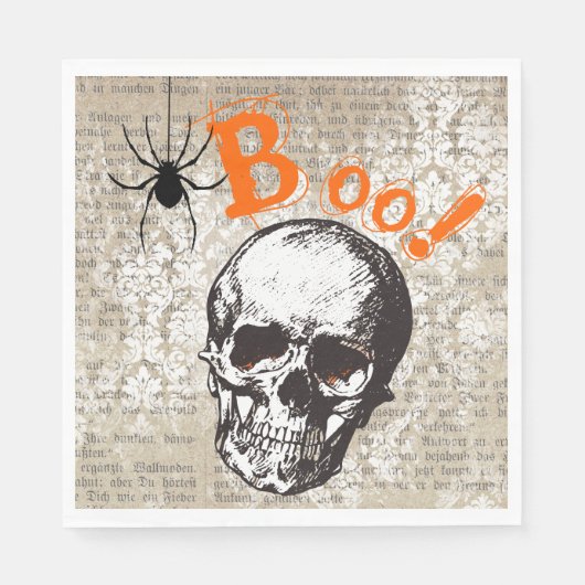 Spooky Skull Halloween Servet (Voorkant)