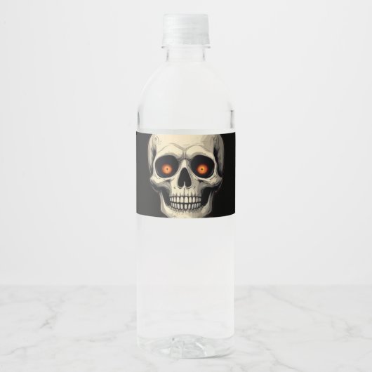 Spooky Skull Water Bottle Label - Halloween & Goth Waterfles Etiket (Voorkant)