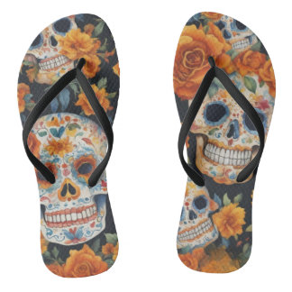 Spooky Skulls: Halloween-geïnspireerd patroon ontw Teenslippers
