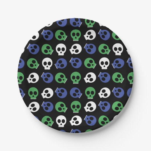Spooky Skulls Halloween Papieren Bordje (Voorkant)