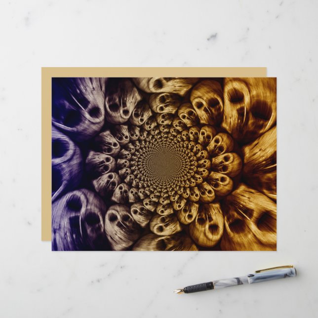 Spooky Skulls Paarse Black Abstracte Pop Art (Voorkant / Achterkant in situ)