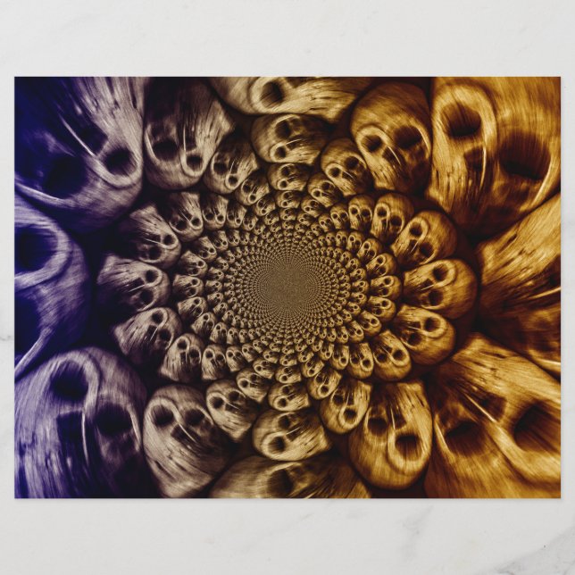 Spooky Skulls Paarse Black Abstracte Pop Art (Voorkant)