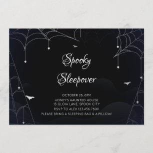 Spooky Sleepover Cobwebs Black Halloween Kaart