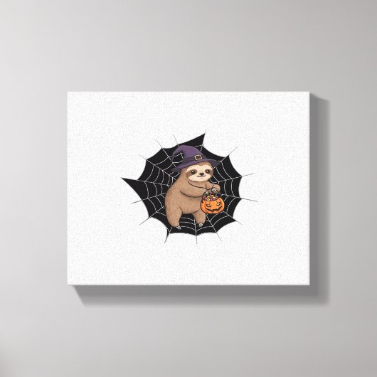 Spooky Sloth Halloween Fun - Schattigee Trick-or-T Canvas Afdruk (Voorkant)