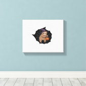 Spooky Sloth Halloween Fun - Schattigee Trick-or-T Canvas Afdruk (Insitu (Houten vloer))