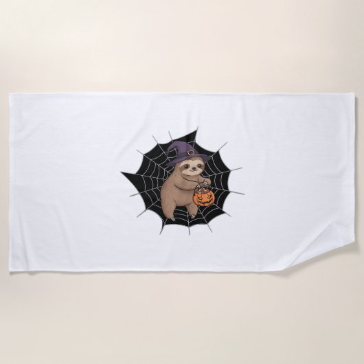 Spooky Sloth Halloween Fun - Schattigee Trick-or-T Strandlaken (Voorkant)